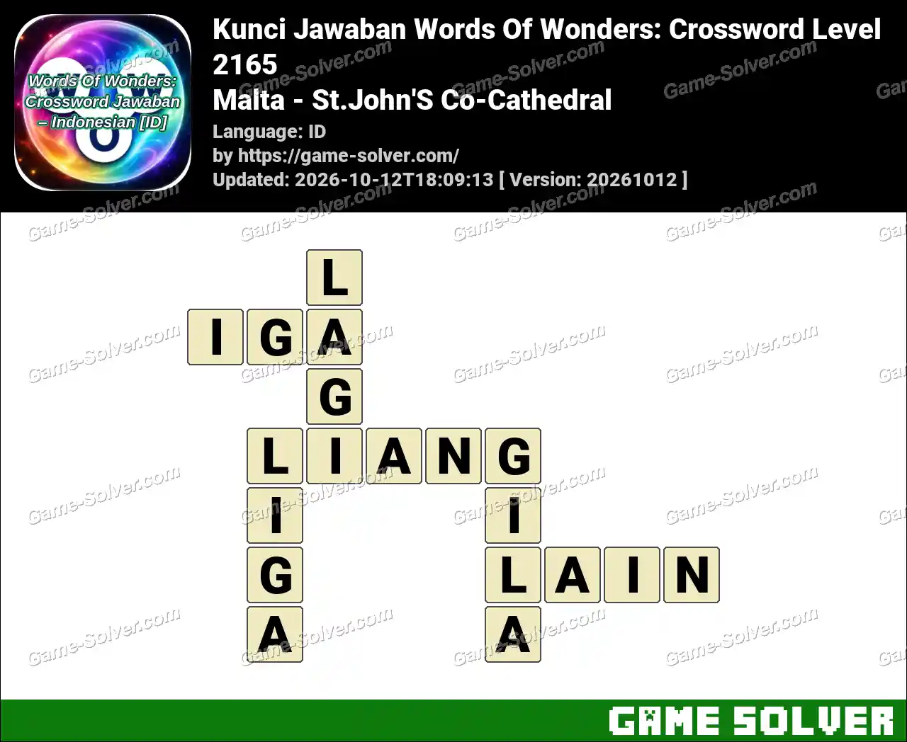 Kunci Jawaban Words Of Wonders: Crossword Level 2165 – Malta – St.John’S Co-Cathedral
